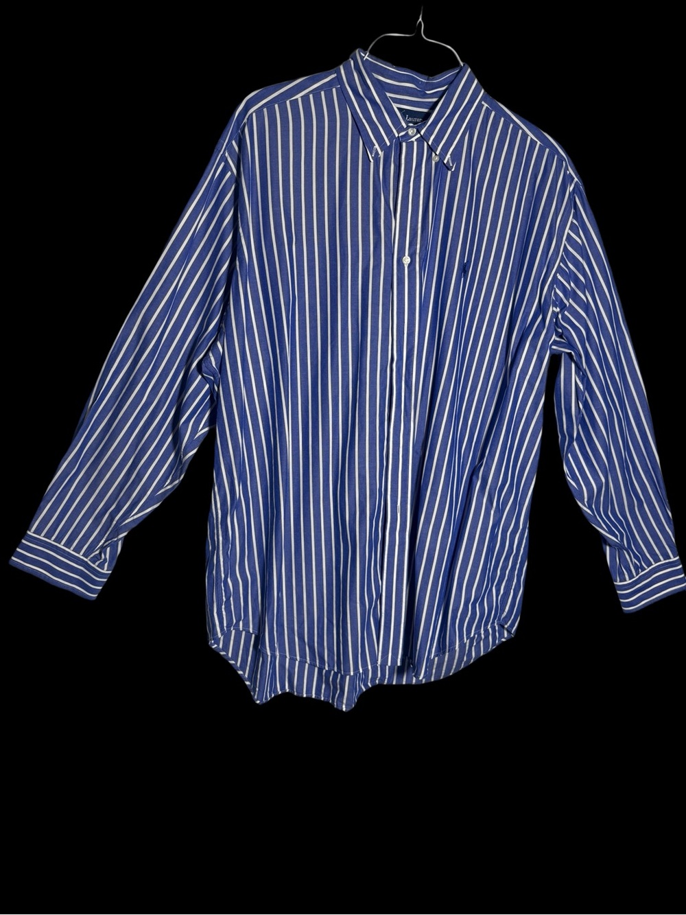 Ralph Lauren Blue and White Vertical Stripe Dress Shirt